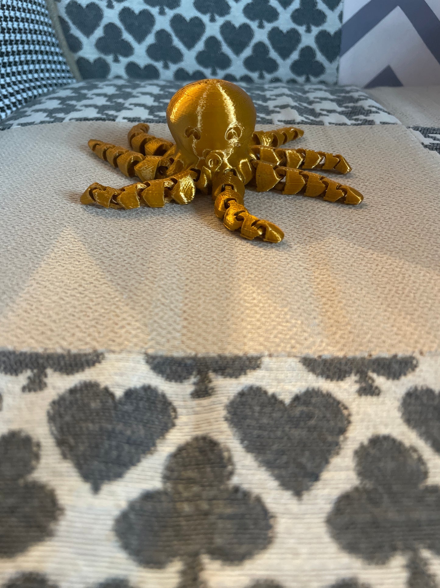 Gold Articulated Octopus – 3D Printed Collectible