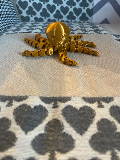 Gold Articulated Octopus – 3D Printed Collectible