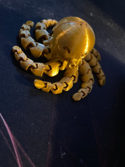 Gold Articulated Octopus – 3D Printed Collectible