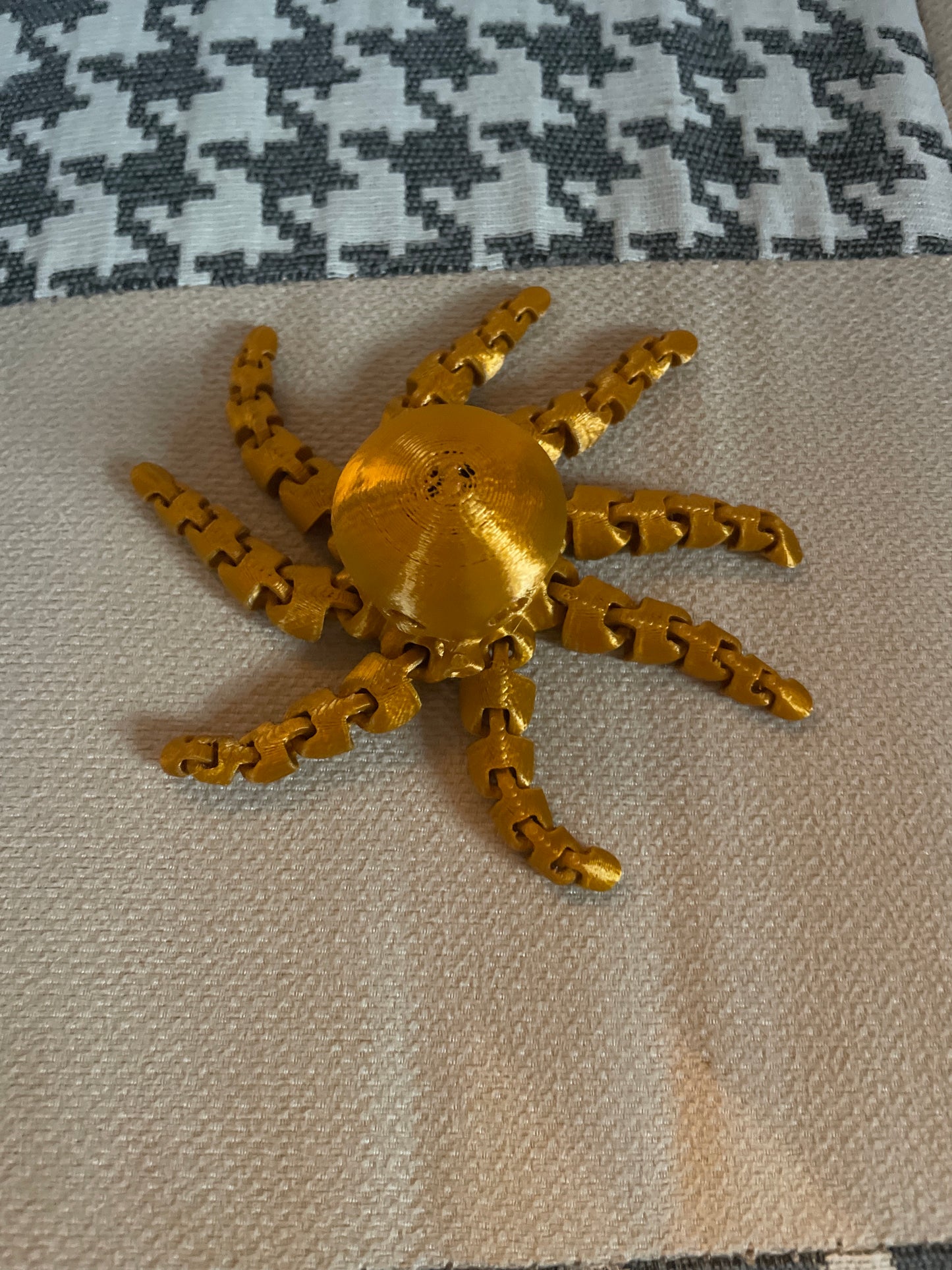 Gold Articulated Octopus – 3D Printed Collectible