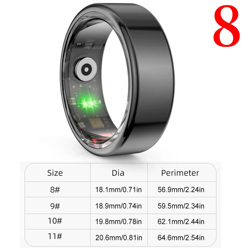 R02 For Xiaomi Smart Ring Men Women Military Grade Titanium Steel Shell Health Monitoring IP68&3ATM Waterproof Multi-sport Modes