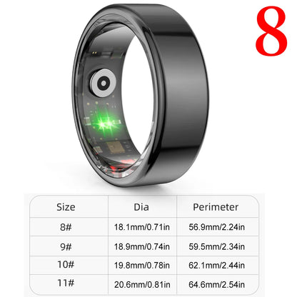R02 For Xiaomi Smart Ring Men Women Military Grade Titanium Steel Shell Health Monitoring IP68&3ATM Waterproof Multi-sport Modes