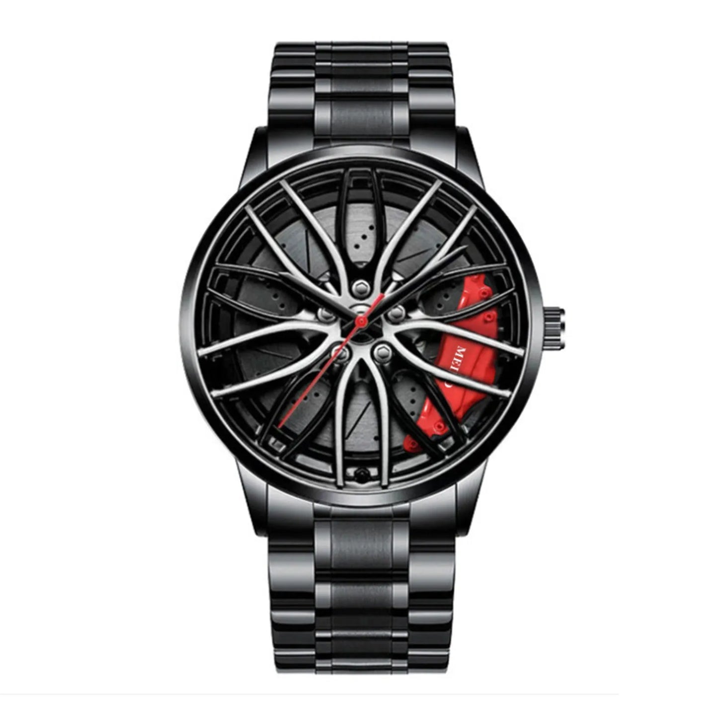 Car Watches For Men Waterproof Stainless Steel Quartz Wrist Watch Sports Men's Watches With Car Wheel Rim Hub Design