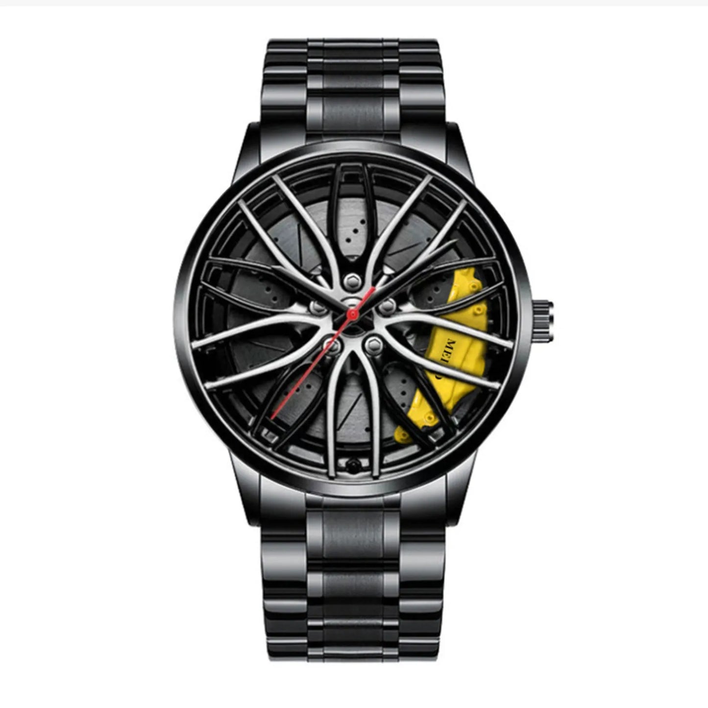 Car Watches For Men Waterproof Stainless Steel Quartz Wrist Watch Sports Men's Watches With Car Wheel Rim Hub Design