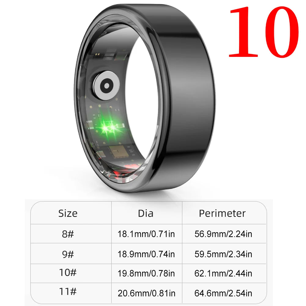 R02 For Xiaomi Smart Ring Men Women Military Grade Titanium Steel Shell Health Monitoring IP68&3ATM Waterproof Multi-sport Modes