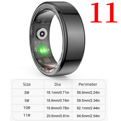 R02 For Xiaomi Smart Ring Men Women Military Grade Titanium Steel Shell Health Monitoring IP68&3ATM Waterproof Multi-sport Modes