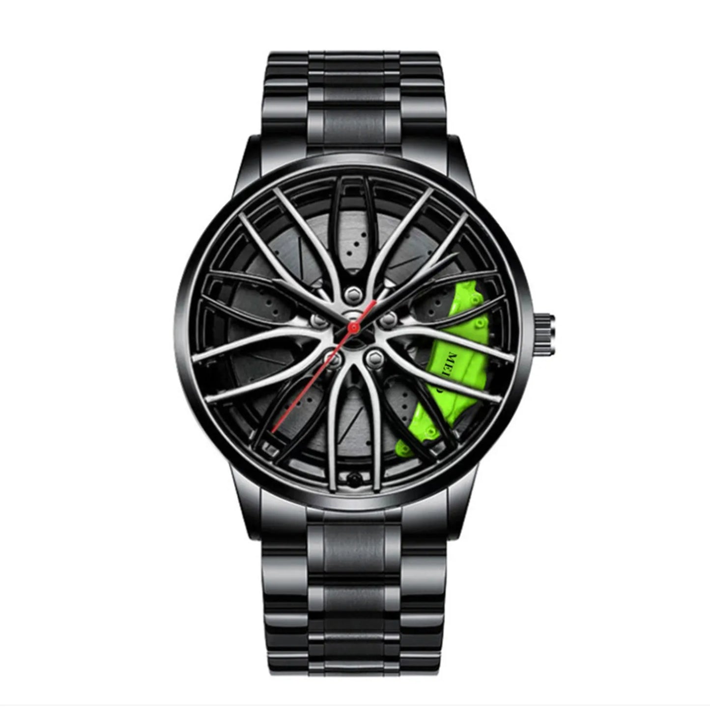 Car Watches For Men Waterproof Stainless Steel Quartz Wrist Watch Sports Men's Watches With Car Wheel Rim Hub Design