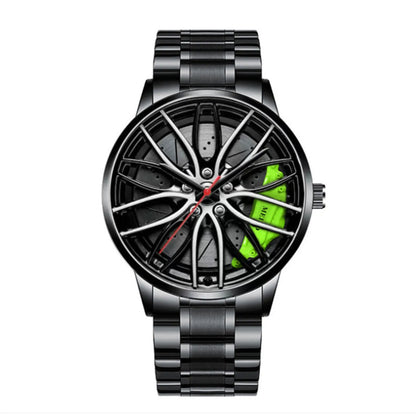 Car Watches For Men Waterproof Stainless Steel Quartz Wrist Watch Sports Men's Watches With Car Wheel Rim Hub Design